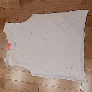 NWOT Soul Cake Cream Ripped Distressed High Slit Side Tank Top - Size 1X